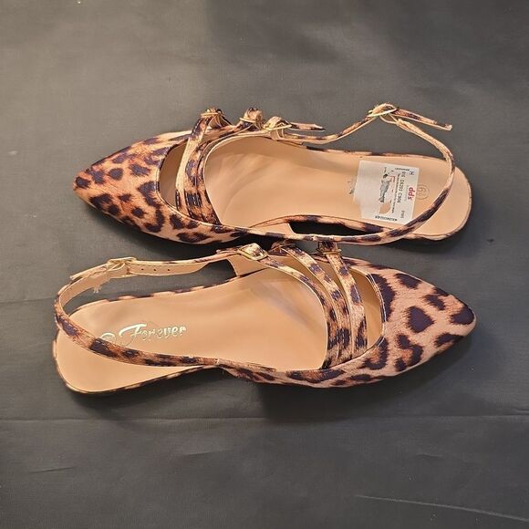 BRAND NEW FOREVER LEOPARD PRINT WOMENS SLINGBACK POINTED TOE WITH BUCKLE… - Picture 10 of 16